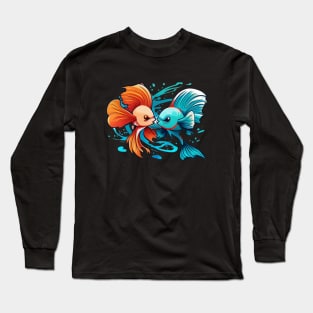 TWO COOL BETTA FISH FIGHTING Long Sleeve T-Shirt